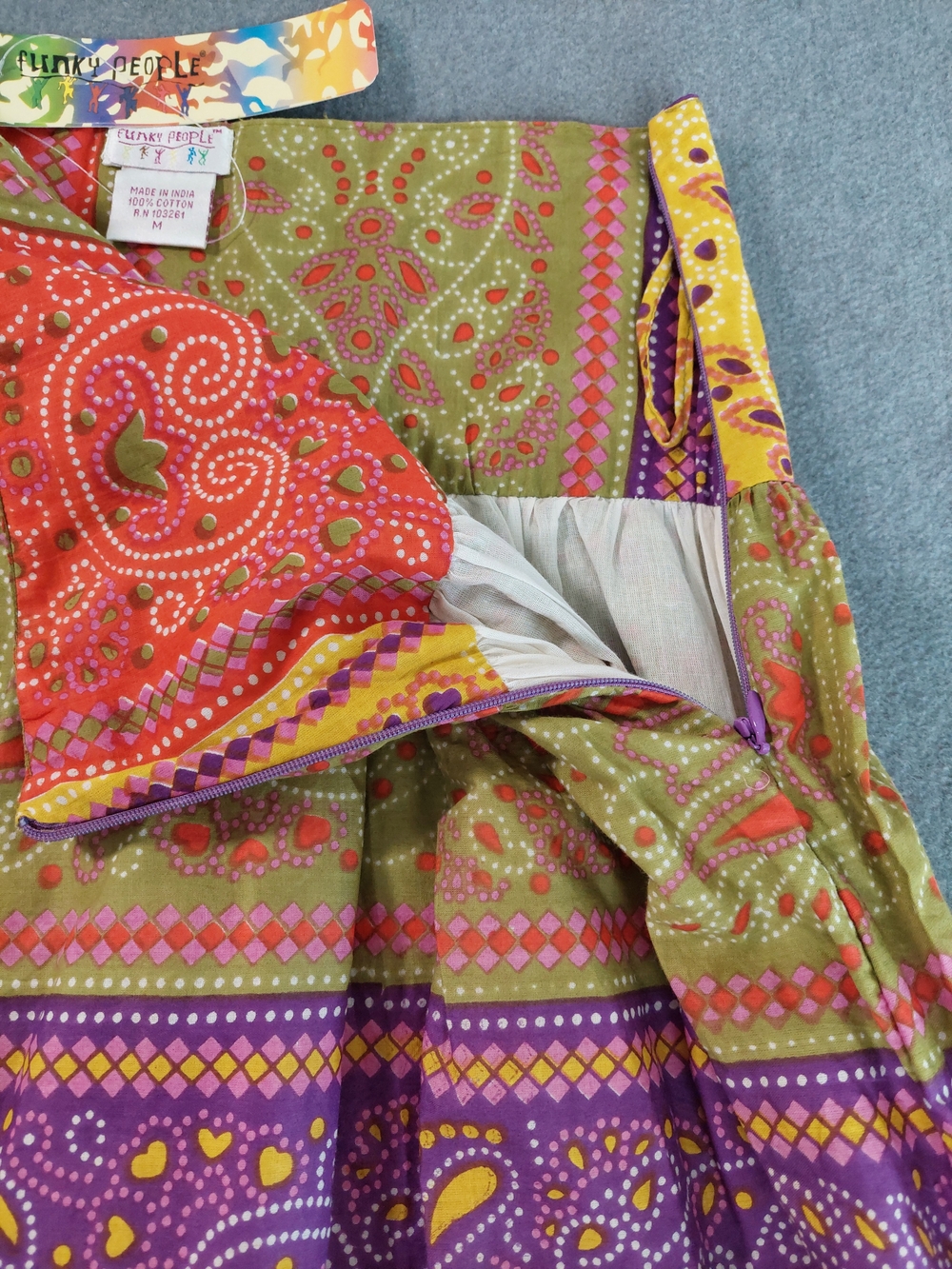 NWT Funky People Boho Paisley Cotton Mini Skirt Festival M - Picture 7 of 11